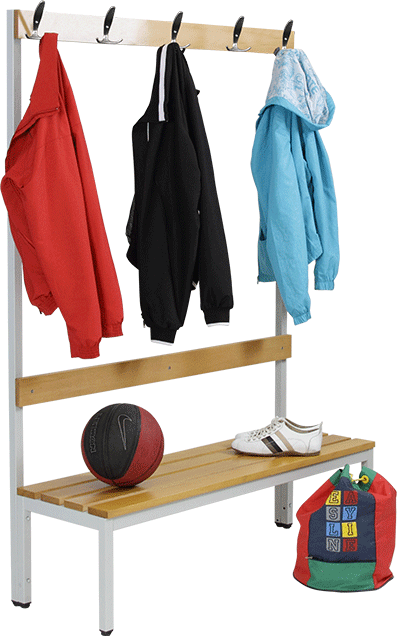 Einfache Bank mit Kleiderstange